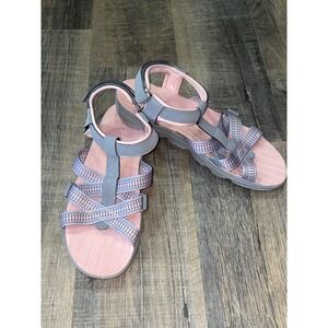 J Sport Women's Gray Pink Strappy Sport Sandals Comfort Size 9